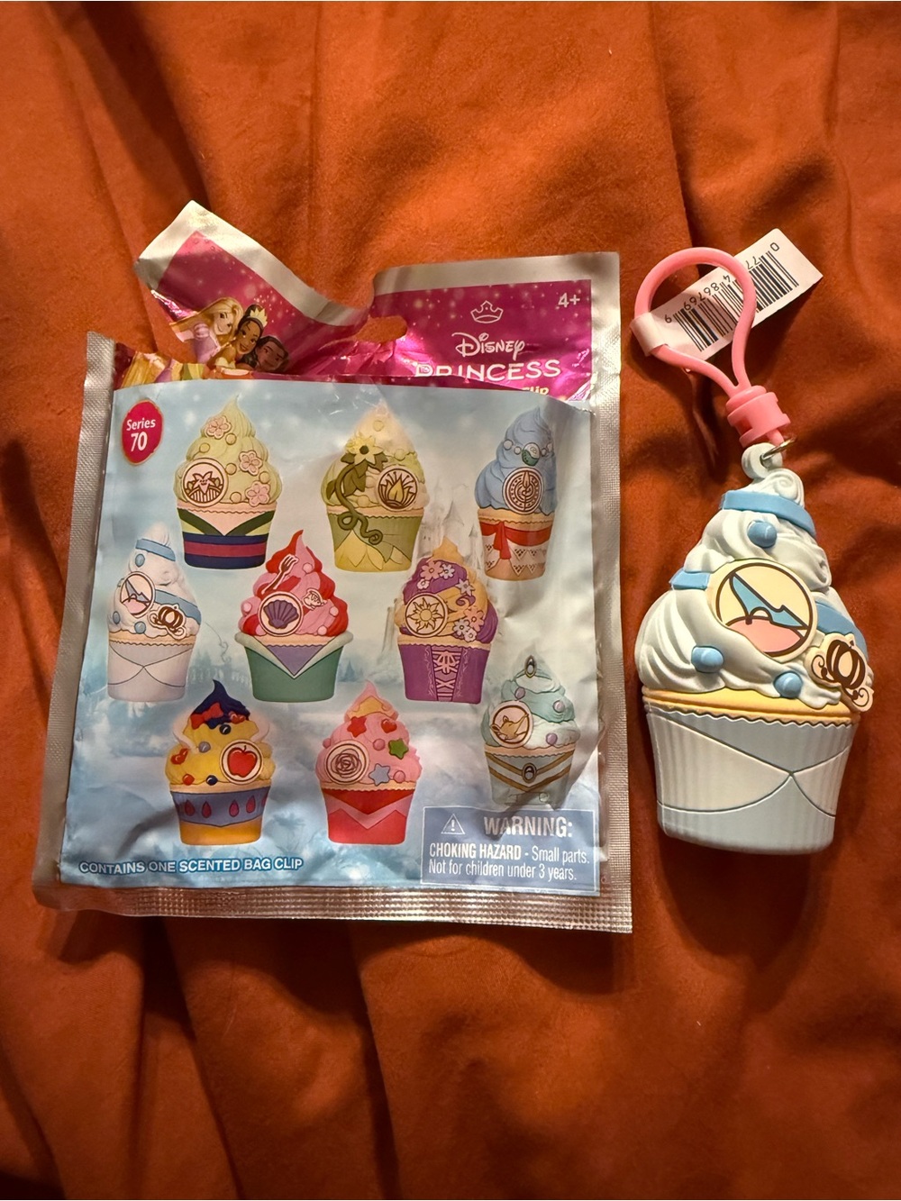 Disney Princess Scented Cupcake Bag Clip Keychain - White, Light Blue & Pink